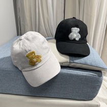 Tide brand 2021 new luminous bear baseball cap female old washed cap fashion temperament student hat female