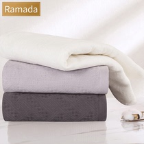 Ramada star hotel cotton Japanese solid color absorbent jacquard bath towel Hairless bath towel Plain thin bath towel