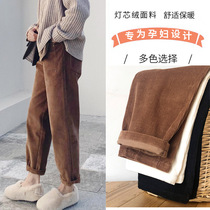 Pregnant women pants Spring and Autumn wear fashion leggings autumn and winter casual pants tide mother trousers autumn plus velvet thickened