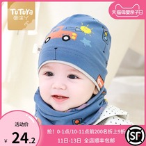 Baby hat spring and autumn thin scarf two-piece set for children autumn and winter cotton cap set for boys and girls