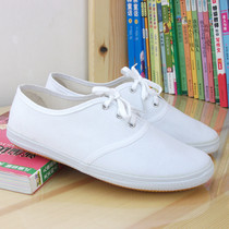  Mens and womens childrens pure white sneakers canvas shoes track and field shoes dance shoes practice morning exercise shoes white shoes performance shoes