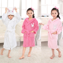 Childrens bathrobe Boys thick cotton towel material water absorption quick-drying swimming girl baby cartoon hooded nightgown