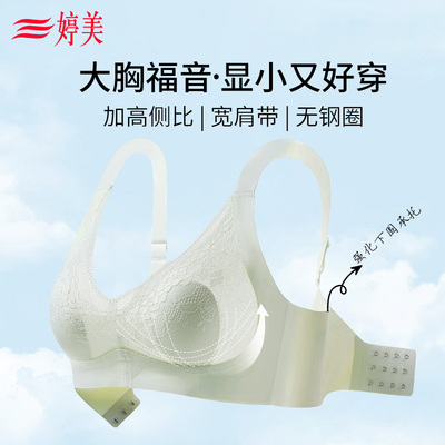 taobao agent Tingmei thin crystal cup underwear big breasts showing small pair of pair of breast adjustment Soft supported steel rim busty women