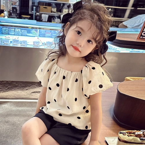 Детская рубашка, наряд маленькой принцессы, летняя одежда, кукла, в западном стиле, рукава фонарики, коллекция 2023