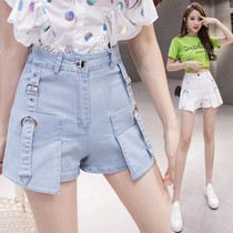 Shorts Korean summer leg pants version with thin net red bull high new shorts boots 100 casual pants waist 2021 wide female