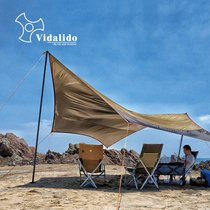 vidalido Outdoor oversized silver coated canopy tent UV protection Beach pergola awning camping barbecue