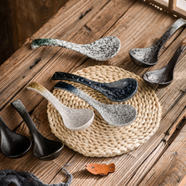 Japanese ceramic spoon household soup and porridge soup large soup spoon Weiya recommended creative retro long-handled spoon