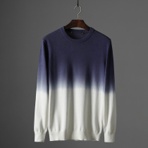 Comfortable cotton foreign trade factory mens cut label autumn thin knitwear mens fashion casual gradient color sweater