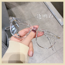 Ultra light TR transparent frame can be matched with degrees ins Korean round face thin plain red myopia glasses frame men