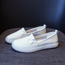 Qiao Dima girl Doudou shoes soft bottom thin female cowhide leather surface wild breathable ins super soft flat white shoes