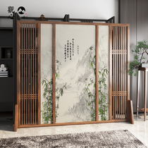New Chinese screen partition living room entrance shielding office Hotel Solid Wood Hollow Zen tea room seat screen customization