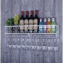 Wall-mounted red wine cup holder upside down red wine rack hanging tall cup holder creative hanging cup holder wrought iron wine shelf