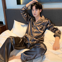 Pajamas Mens Long Sleeve Spring and Autumn Summer 2022 New Ice Silk Short Sleeves Two Piece Set Silk Plus Size Loungewear