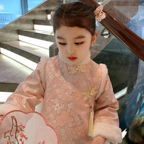 Girl Winter Clips Cotton Qipao Dress 2022 New Ocean Gas Sweet and New Year Conserved Baby Chinese Wind Thickened Hanfu Tide