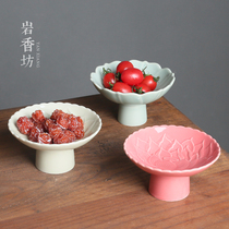 Zen high-footed Lotus high-footed fruit plate for Buddha fruit basket home tea dish snack Fruit Dish ceramic Chinese style