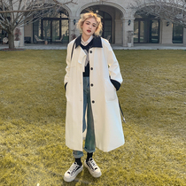2023 new spring and autumn white trench coat womens mid-length temperament drape feeling popular this year British style small man