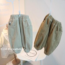 Practical ~ corduroy plus cashmere pants Korea children's 2021 spring and autumn new casual pants for boys and girls
