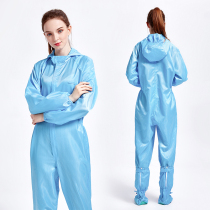 Anti-static clothing work clothes White blue dust-free one-piece hooded dustproof spray paint workshop food factory mens and womens work clothes