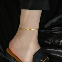 Chow Tai Fook Huanmei z does not fade simple ins cold wind advanced 18K gold snake bone chain anklet women 2021