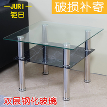 Double layer modern economy Type of edge Several tempered glass tea table brief square small family type office corner a few