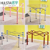 Folding table Round table top tripod Stainless steel support iron frame bracket Simple tempered table Glass table legs Bar bar