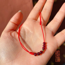 Hangzhou Faxi Temple Lingyin Temple Net red royal guard Garnet gold beads transfer beads healthy good luck and safety red rope anklets