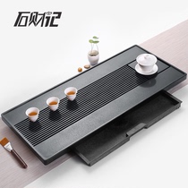 Natural whole black gold stone tea tray Storage type dry bubble large household simple drawer tea table tea sea tea tray