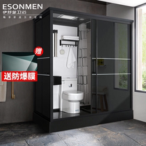 Shower room Whole bathroom Explosion-proof glass toilet square integrated bathroom Rural bath room Squat toilet integrated bathroom