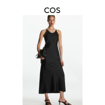 COS womens slim fit silk open-back diagonal tailor dress black 2022 summer new 1085146001