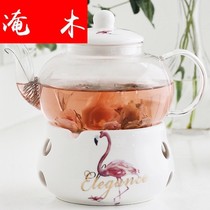 Yanmu ceramic glass teapot High temperature resistant fruit tea Afternoon tea set Herbal tea set Candle heating flower