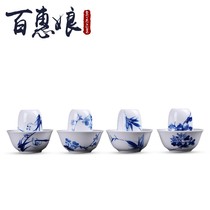 Baihui Niang Jingdezhen ceramic incense cup Hand-painted Kung Fu tea set Smell tea fragrance Tea flower four gentlemen tea