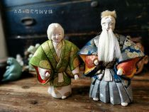 Japanese return antique doll handmade brocade fabric wooden doll Takaso couple Japanese home decoration ornaments