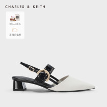 CHARLES & KEITH22 Autumn New CK1-60580246 Ms. Metal Clock Trim Tip Sandals