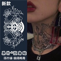 Juice men and women net red ins cross prayer neck tattoo stickers waterproof men and women lasting European and American black and white personality