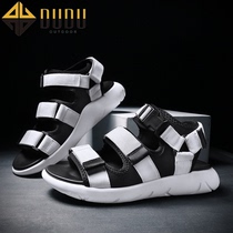  DUDU summer sandals couple outer wear 2021 new buckle casual sports men and women white light and thick bottom