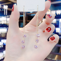 Purple Jersey Earrings Personality 100 Hitch Earrings Woman 2022 New Chaoqi Super Fairy face slim crystal earrings