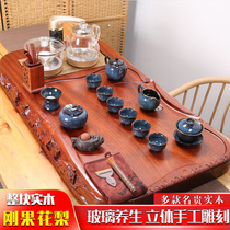 Rosewood whole solid wood carved tea tray fully automatic integrated Glass Kettle tea table household tea set