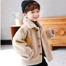 Boys lamb wool jacket winter clothes 2020 new childrens cotton clothes large childrens cotton clothes thick autumn and winter Korean tide