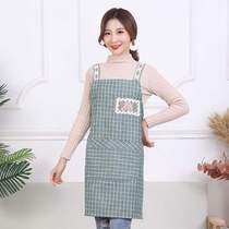 Cotton apron female Korean version of the fashion double-layer kitchen sleeveless cover dress cute waist household oil-proof cooking overalls