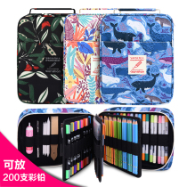 New color lead pen bag large capacity 72 120 150 200 color waterproof storage bag folding Multifunctional Art special stationery bag student sketch pencil box simple colored pencil curtain for men and women