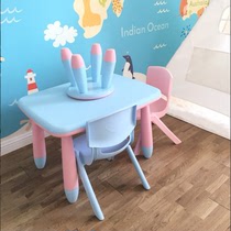 Thickened childrens plastic tables and chairs Kindergarten learning tables and chairs Baby game tables and chairs Toy tables(table price)