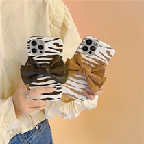 Japanese and Korean ins Black Bow Leather for 12 11ProMax Apple X XS XR SE phone case 7p Female