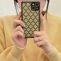 Green background full screen yellow flower-star anise silk phone case XsMax male and female 78Puls simple XS XS XR