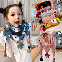 Childrens scarf spring and autumn thin baby bib cute boy tide Korean baby princess warm girl triangle scarf