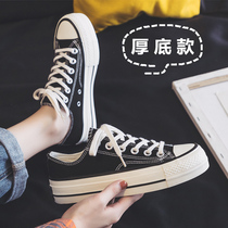ins thick bottom canvas shoes women 2021 new summer wild ulzzang spring and autumn students Black board shoes tide