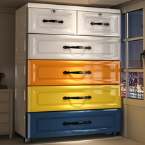 Thickened special large number containing cabinet drawer-type European wood grain set plastic snacks baby clothes lockers