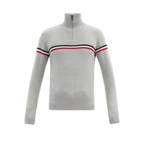 Fusalp Tricolor-stripe quarter Merino Wool Sport Mens Sweater