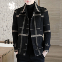 Woolen coat mens 2020 autumn and winter New Korean trend casual plaid coat mens English style short woolen