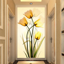 5D stereo wallpaper background wallpaper modern simple 3D fresco library vertical version of 8D aisle tulip