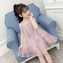 next jazz Girls sleeveless mesh dress summer 2021 new embroidery western style suspender princess dress fairy